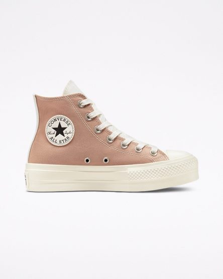 Zapatos Plataforma Converse Chuck Taylor All Star Lift Tri-Panel Altas Mujer Albaricoque Gris | PE 2W4PLE